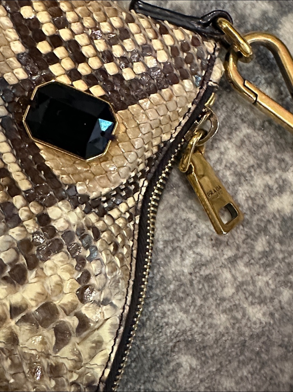 PRADA PITONE PIETRE JEWELED SNAKESKIN BAG - Picture 4 of 15